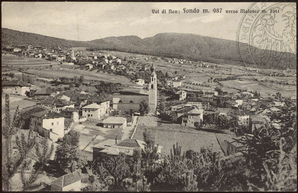 vecchie cartoline Alta Val di Non - Fondo verso Malosco 1927