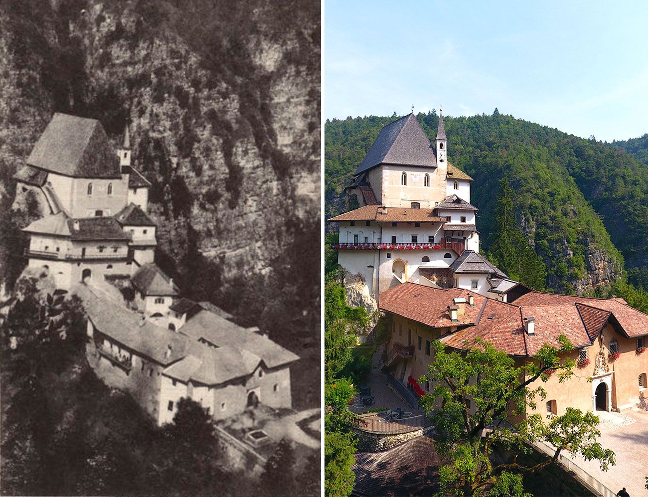 cartoline di san romedio-confronto ieri oggi