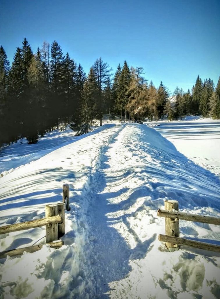 giro del lago di Tret in inverno