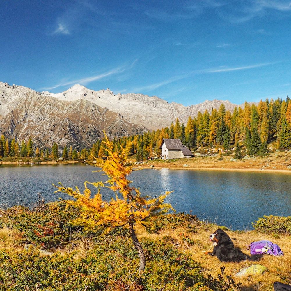 lago e cappella di san giuliano in autunno