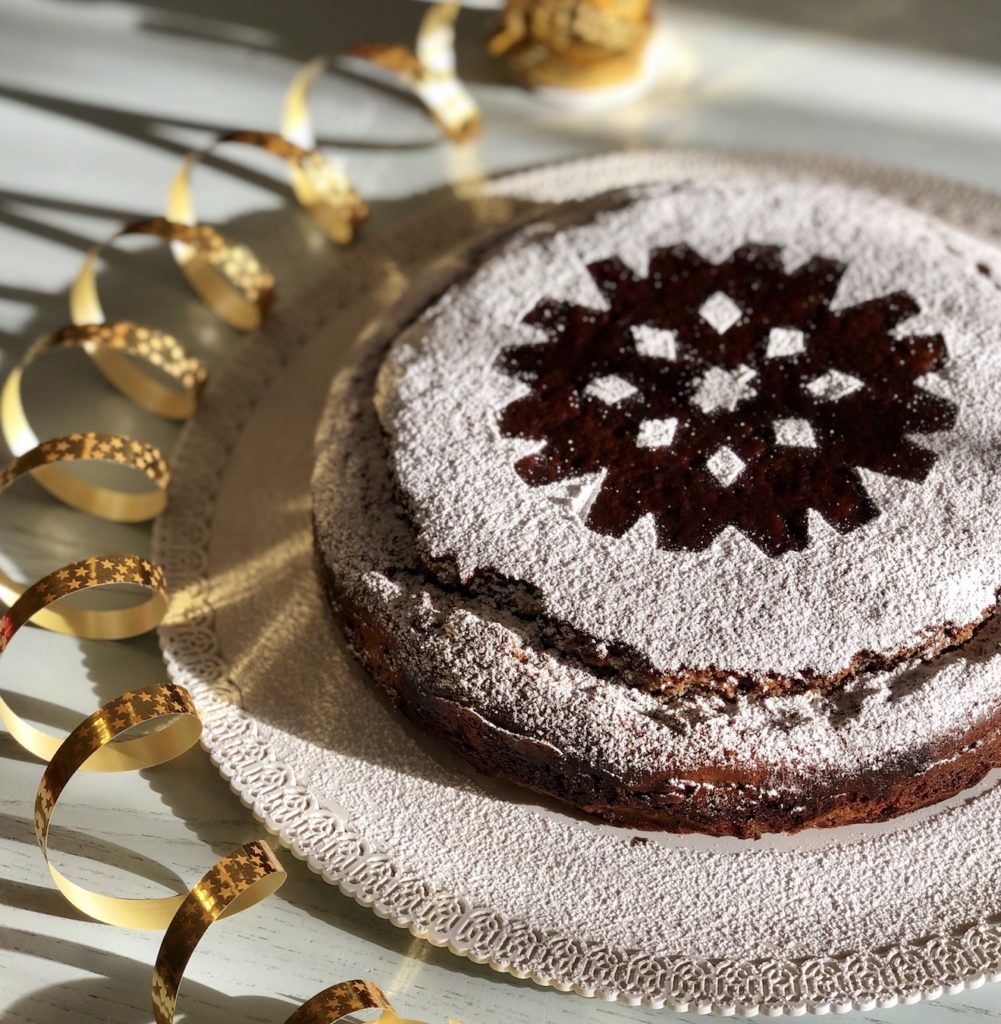 torta ricotta e cioccolato con zucchero a velo