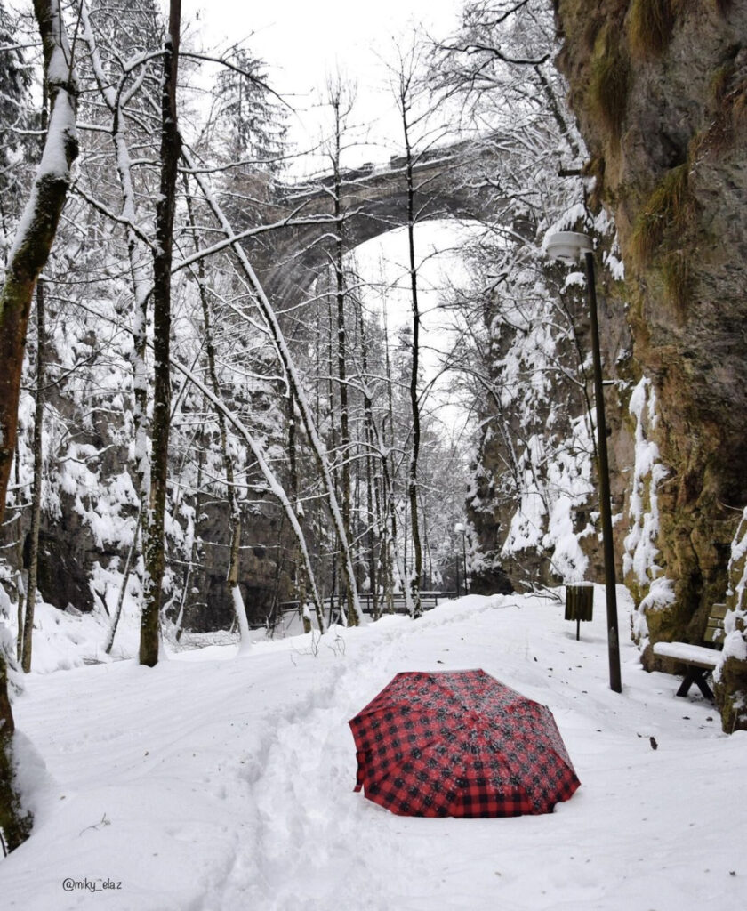 passeggiata del burrone di fondo in inverno