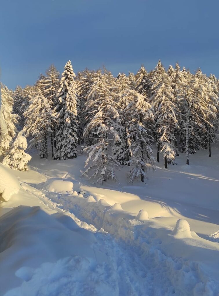 sentiero per corno di tres neve